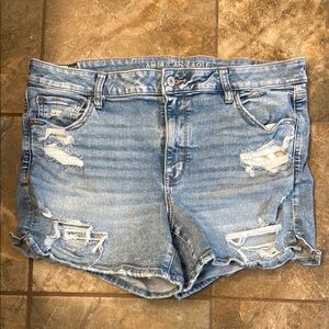 American Eagle Outfitters Blue Distressed Jean Shorts